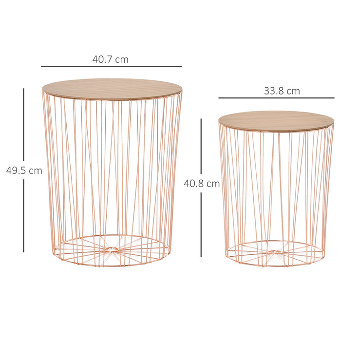 Modern Style 2-Pack Bedside Tables - Rose Gold Storage Nightstands with Sofa End Side Functionality - Ideal for Bedroom and Living Room Decor