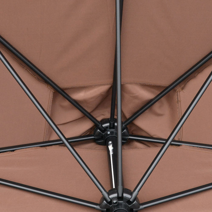 2.3m Semi-Circle Patio Parasol - Durable Metal Frame with Crank Handle, Half Umbrella Design for Balconies - Ideal for Small Spaces, Base Not Included, in Elegant Brown