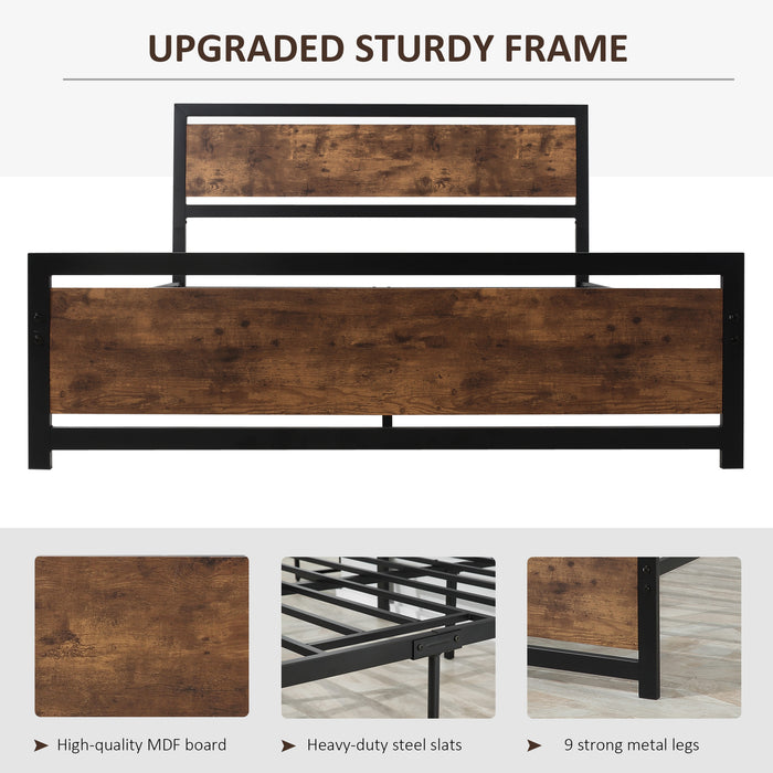 Strong Slat Support Twin-Size Metal Bed Frame - Includes Headboard & Footboard with Underbed Storage Space - Ideal for Full Bed, No Box Spring Required