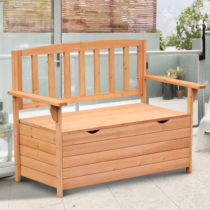 Outdoor All-Weather Garden Storage Bench - Patio Box with Solid Fir Wood Construction - Space-Saving Deck Seating Solution for Homeowners