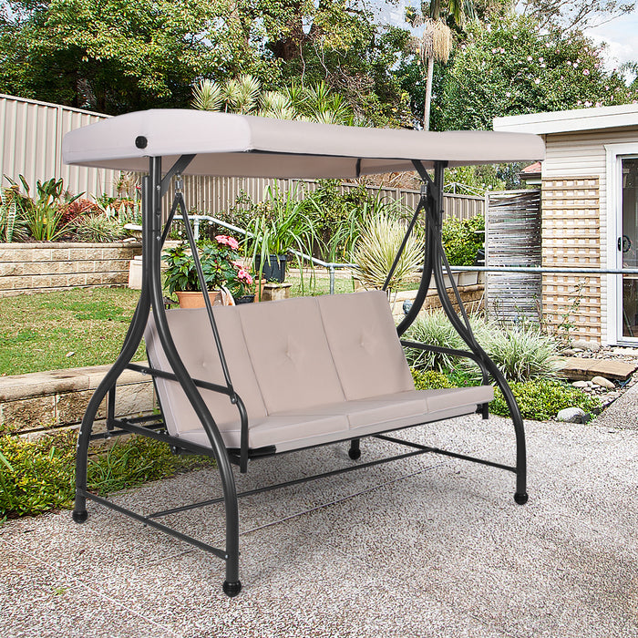 3 Seater Garden Swing Chair - Adjustable Canopy and Cushions Included - Perfect Outdoor Furniture for Relaxation