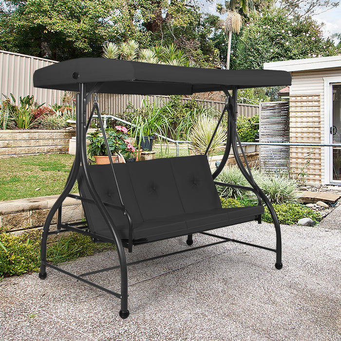 3 Seater Garden Swing Chair - Adjustable Canopy and Cushions Included - Perfect Outdoor Furniture for Relaxation