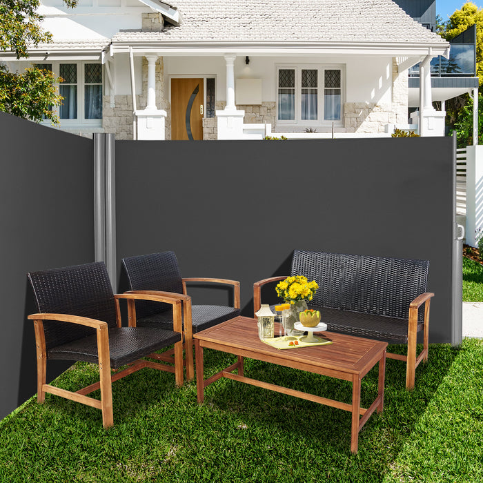 600x160cm Double-Sided Retractable Folding Patio Side Awning - Ideal for Outdoor Privacy and Shade Solutions