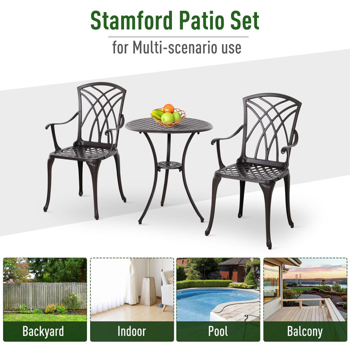 Elegant Cast Aluminium 3-Piece Bistro Set - Includes Coffee Table & 2 Chairs for Outdoor Use - Ideal Garden and Patio Furniture for Relaxation