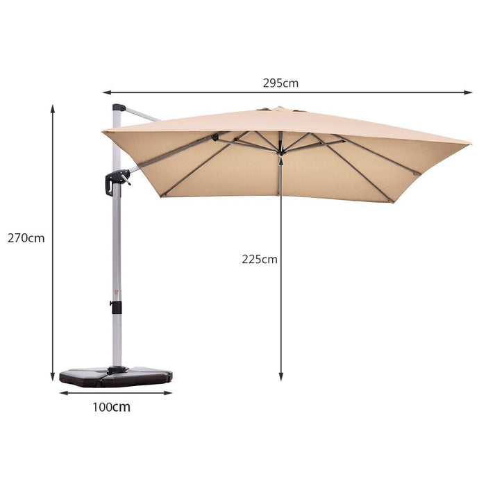 3M - Cantilever Garden Parasol with Tilt and 360° Rotation in Beige - Ideal for Providing Adjustable Shade in Outdoor Spaces