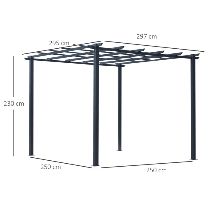 Metal Pergola Gazebo - 3x3 Meter Size for Grape Trellis and Climbing Plants - Durable Sun Shelter and Garden Arbor