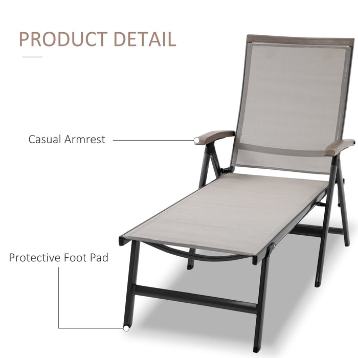 Adjustable Aluminium Sun Lounger - 5-Position Folding Chaise Chair for Outdoor Relaxation - Perfect for Patio, Poolside, and Garden Use