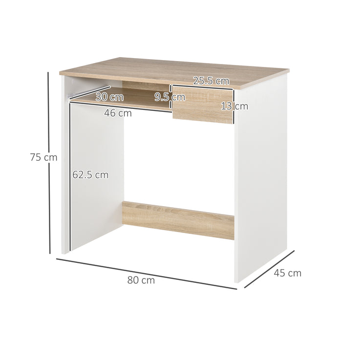 Compact Oak Computer Desk with Slide-Out Keyboard Tray - Sturdy PC Table for Work, Study, and Gaming - Ideal for Home Office and Small Spaces