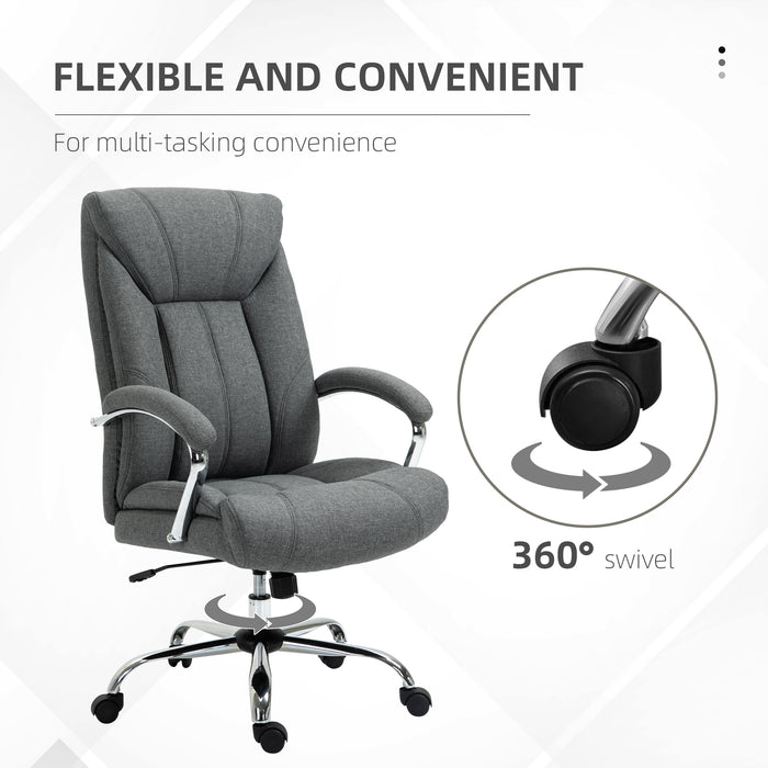 Ergonomic Linen Swivel Desk Chair - Height Adjustable Home Office Chair with Armrests and Smooth-Rolling Casters - Comfortable Task Seating Solution for Remote Workers & Students