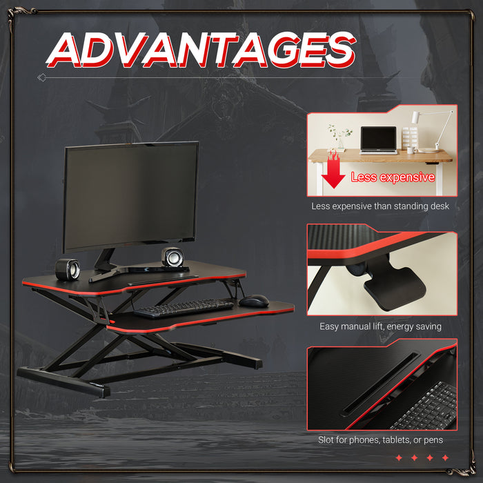 Ergonomic Standing Desk - Height Adjustable Computer Stand with Keyboard Tray - Home Office Workstation Riser for Improved Posture and Productivity