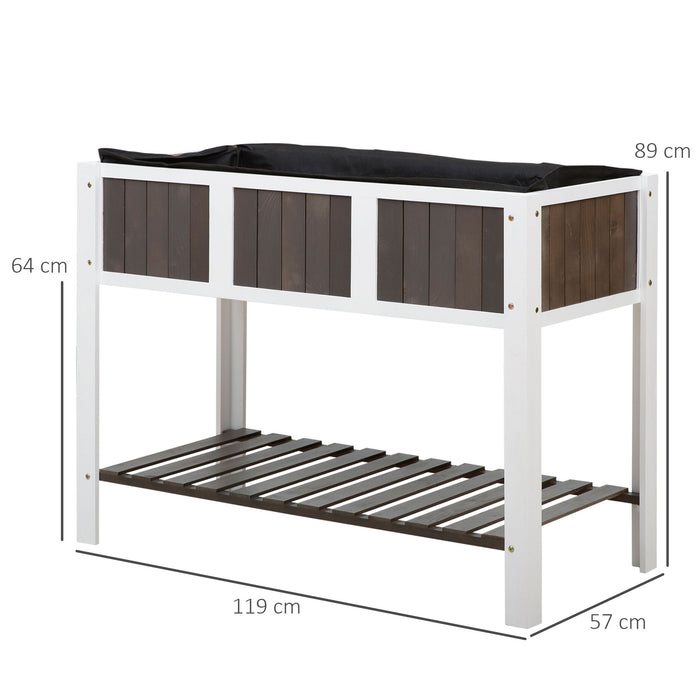 Elevated Wooden Planter Box - Raised Garden Bed with Lower Shelf for Outdoor and Indoor Use, Solid Wood Construction - Ideal for Flowers and Vegetables, 119x57x89cm