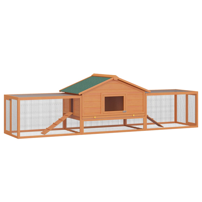 Outdoor Wooden Rabbit Hutch with Run - Large Guinea Pig Habitat House, Bunny and Ferret Cage, Spacious 309x79x86cm - Ideal for Pet Safety and Comfort