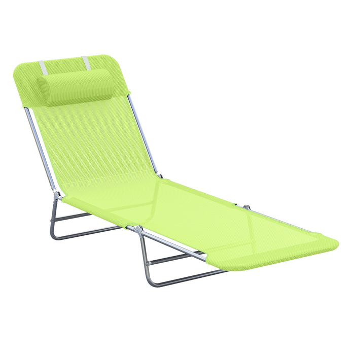 Adjustable Green Sun Bed Chair - Garden Lounger Recliner with Relaxation Features - Ideal for Patio and Outdoor Comfort