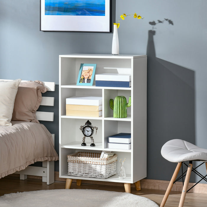 Modern White Bookshelf - Contemporary Display Cabinet with Cube Storage - Ideal for Home Office and Living Room Organization