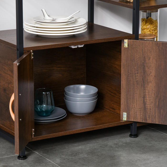 Industrial-Style Side Table - Metal Frame with Storage Shelf and Cabinet Rack - Space-Saving Solution for Living Room and Kitchen