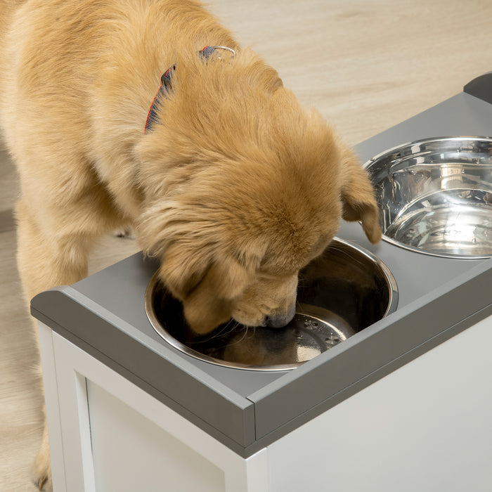 Stainless Steel Elevated Pet Feeders - Dual Raised Bowls with 21L Food Storage Drawer for Large Dogs & Cats - Ergonomic Dining Solution & Pet Supply Organizer