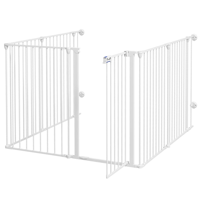 Foldable Metal Pet Playpen for Dogs and Rabbits - Indoor/Outdoor Dog Pen with Door, 90cm H x 123cm L x 102cm W, White - Secure Enclosure for Pets' Play and Exercise