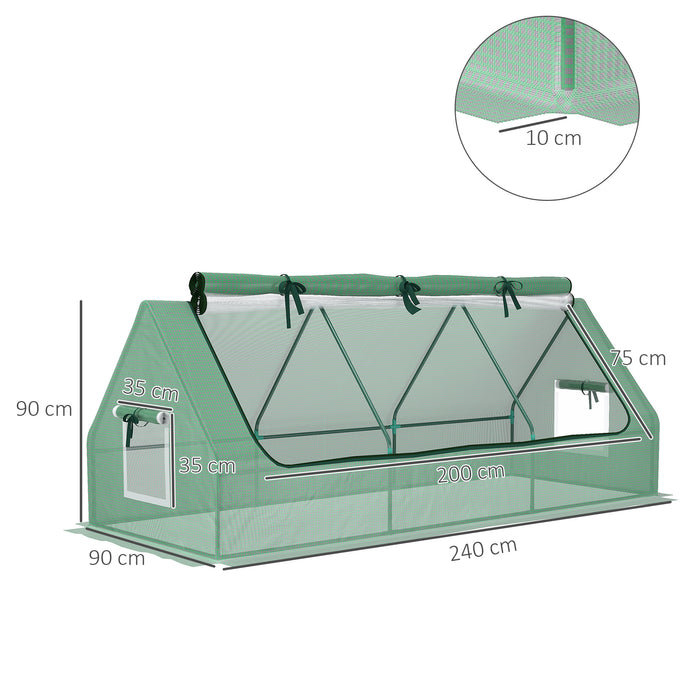 Portable Polytunnel Greenhouse - 240x90x90cm with Ventilated Mesh Windows - Ideal for Indoor and Outdoor Gardening