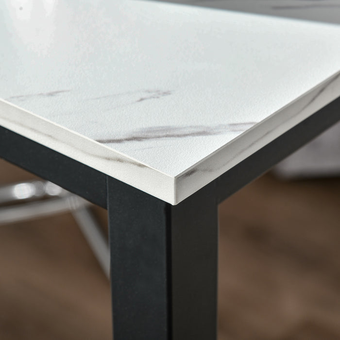 Marble Grain Bar Table - Sleek 120 cm Breakfast & Coffee Table with Adjustable Footpads - Ideal for Modern Dining Spaces, White & Black