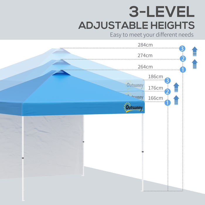 3x3M Pop Up Gazebo - Waterproof Sidewall, Portable Roller Bag, Adjustable Height - Ideal Event Shelter for Garden, Patio Use, in Blue