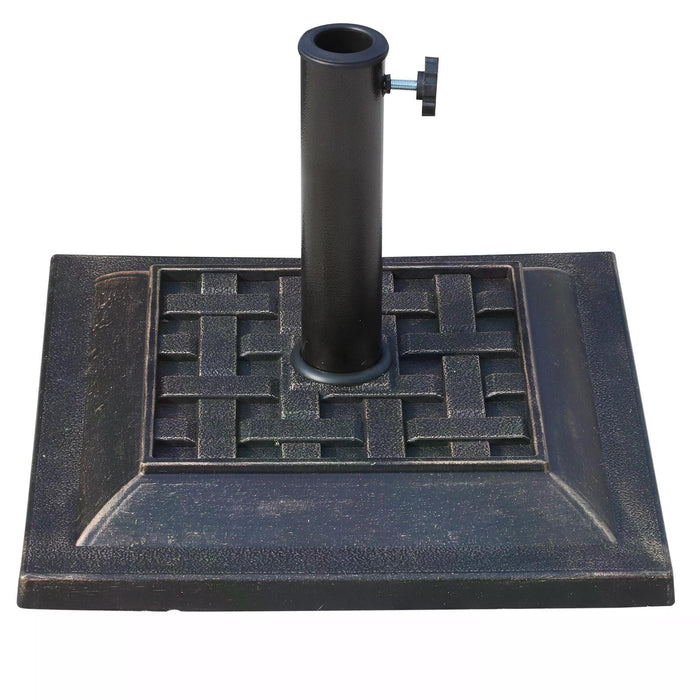 Square Bronze Resin Parasol Base, 44 cm - Sturdy & Elegant Outdoor Umbrella Stand - Ideal for Garden Patio Stability