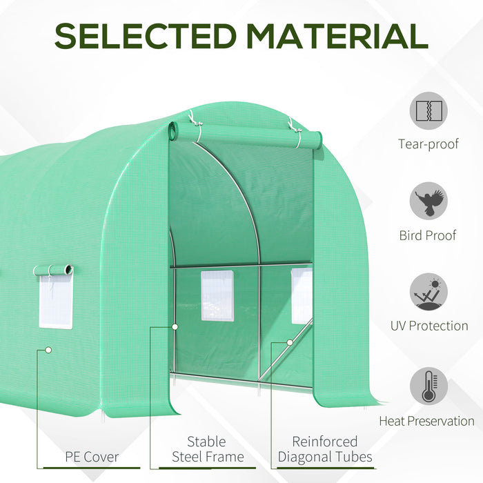 Walk-In Tunnel Greenhouse - 4.5m x 2m x 2m Garden Plant Growing House with Ventilation and Door - Ideal for Season Extension & Home Gardening