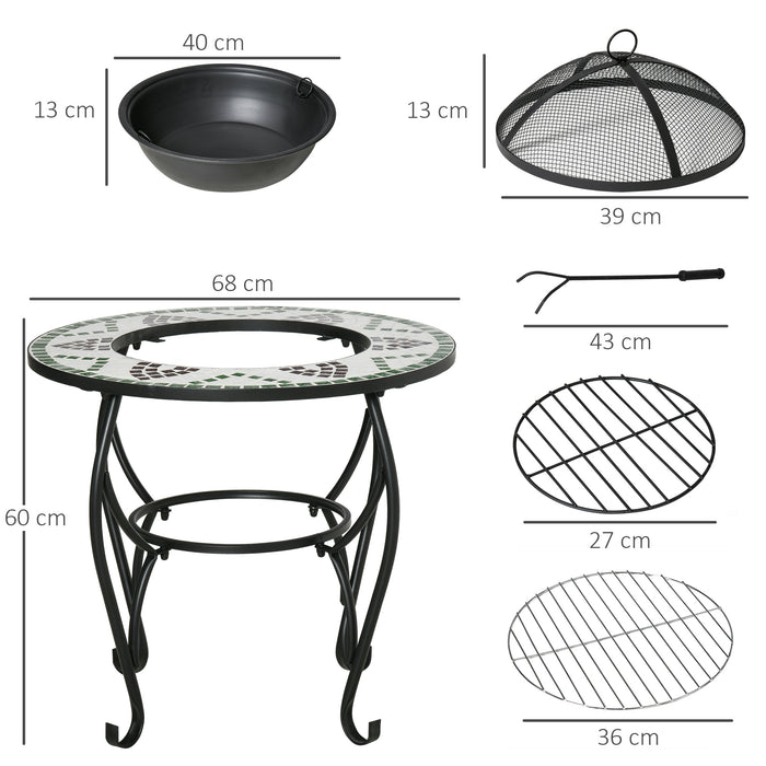 Outdoor 3-in-1 Fire Pit with BBQ Grill - Versatile Garden Table & Firepit Bowl, Includes Spark Screen and Fire Poker - Ideal for Backyard Bonfires & Patio Gatherings