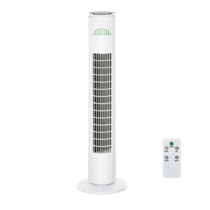 Freestanding 30-Inch Tower Fan with LED & Remote - 3 Speed Settings, 70° Oscillation, 10-Hour Timer - Perfect for Home & Office Cooling Needs