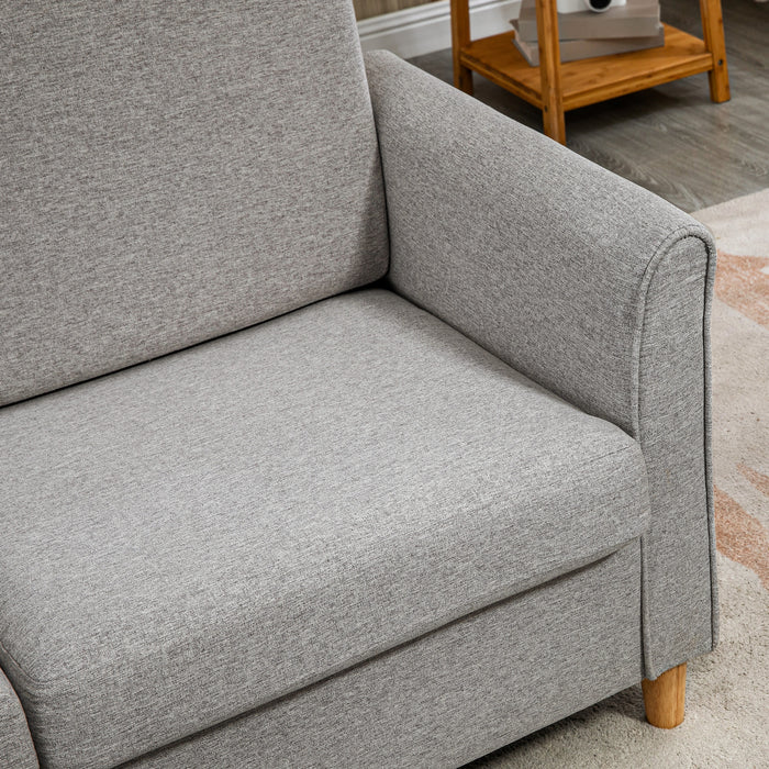 Modern Compact Loveseat - 2-Seater Sofa with Wood Legs and Armrests in Light Grey - Ideal for Cozy Living Spaces