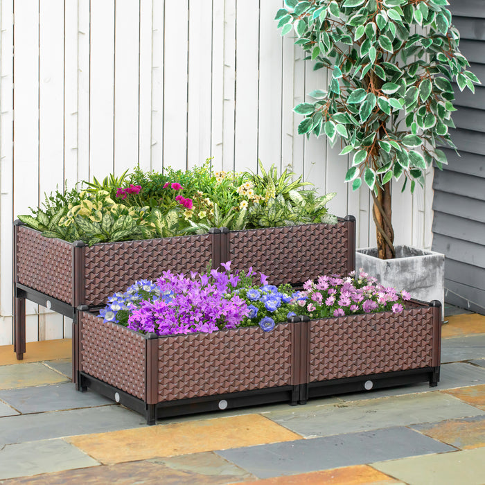 DIY Elevated Garden Bed Kit - 50cm Square Self-Watering Raised Planter Boxes for Flowers & Vegetables - Ideal for Outdoor Gardening Enthusiasts