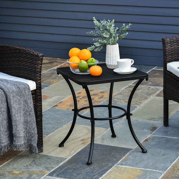 Metal Square Bistro Table - Sturdy Outdoor Garden Furniture in Black - Perfect for Patio Dining and Gathering