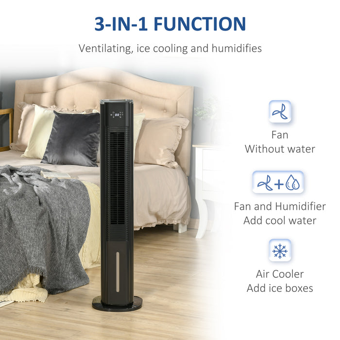 42" Portable Oscillating Cooling Fan - 3-Speed, Water Conditioner with Timer & Remote Control - Ideal for Quiet Bedroom Cooling