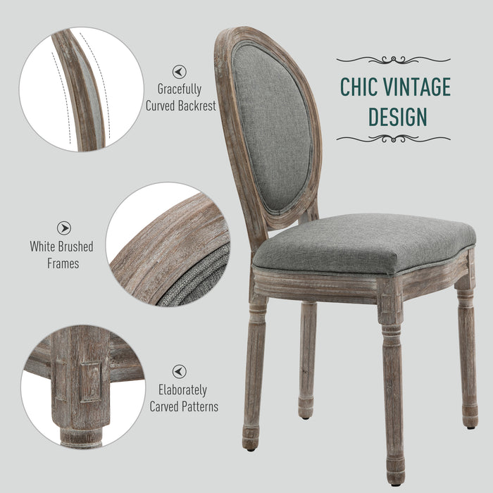 Elegant French-Style Dining Chair Duo - Wood Frame with Foam Padded Seats and Carved Legs - Vintage Design with Foot Pads for Comfortable Traditional Seating