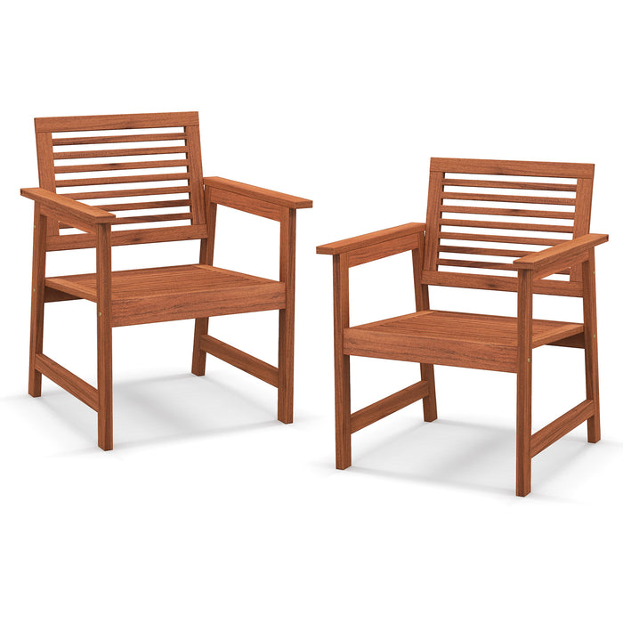 Solid Wood Outdoor Dining Chairs - Set of 2 Patio Furniture - Ideal for Garden Seating and Entertaining