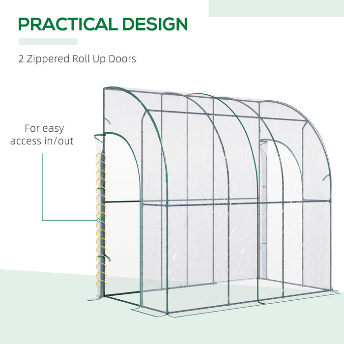 Outdoor Walk-In Tunnel Greenhouse with Sloping PVC Cover - Zippered Roll-Up Door and Clear Design for Gardening - Ideal for Plant Protection and Growth, 214 x 118 x 212 cm