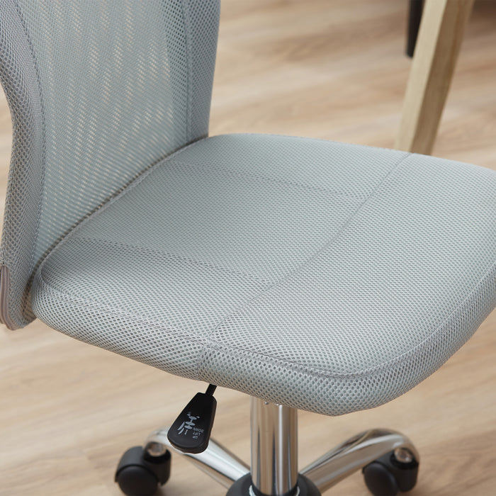 Ergonomic Armless Mid-Back Mesh Task Chair - Height Adjustable and Swivel Wheels in Grey - Perfect for Home Office Comfort and Productivity