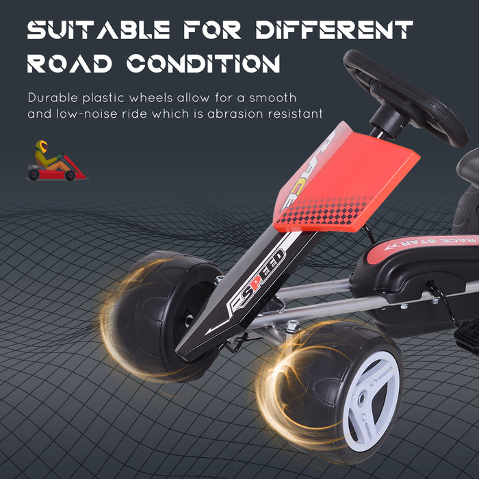Red & Black Children's Pedal Go Kart - Durable Ride-On Car for Outdoor Fun - Ideal for Kids Aged 3-8 Years