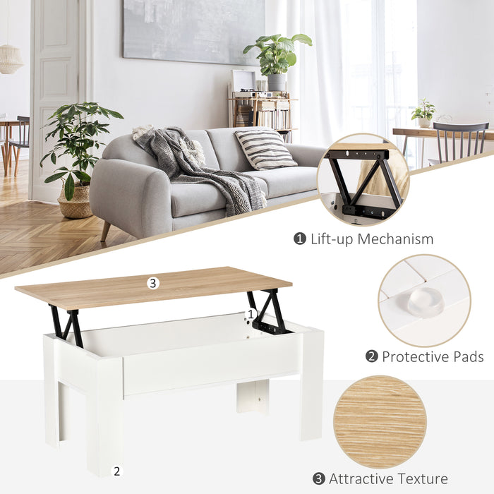 Lift-Up Coffee Table with Spacious Hidden Storage - Versatile Elevating Top Design for Modern Home Decor - Functional Living Room Centerpiece with Pop-Up Workspace