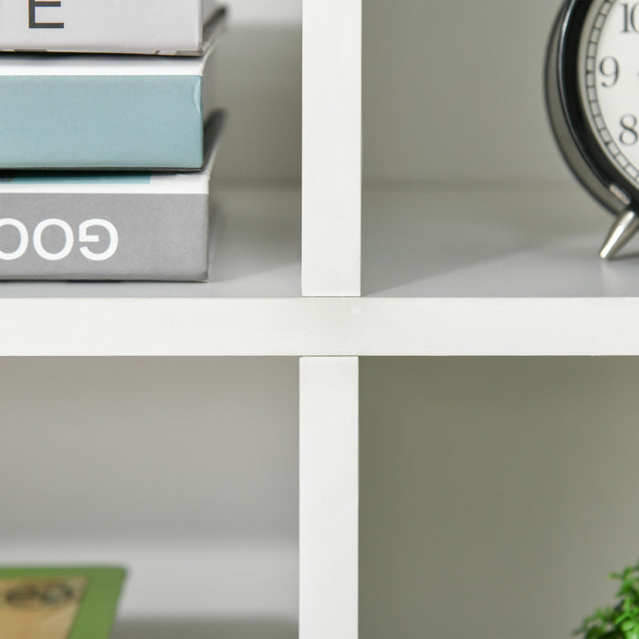 Modern White Bookshelf - Contemporary Display Cabinet with Cube Storage - Ideal for Home Office and Living Room Organization