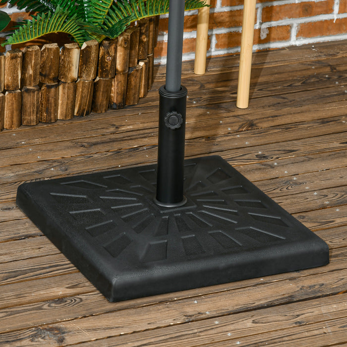 Resin Garden Umbrella Base 19kg - Square Parasol Stand for Φ32mm/Φ38mm/Φ48mm Poles, Outdoor Market Stability - Ideal for Patio, Balcony & Deck Shade Anchoring