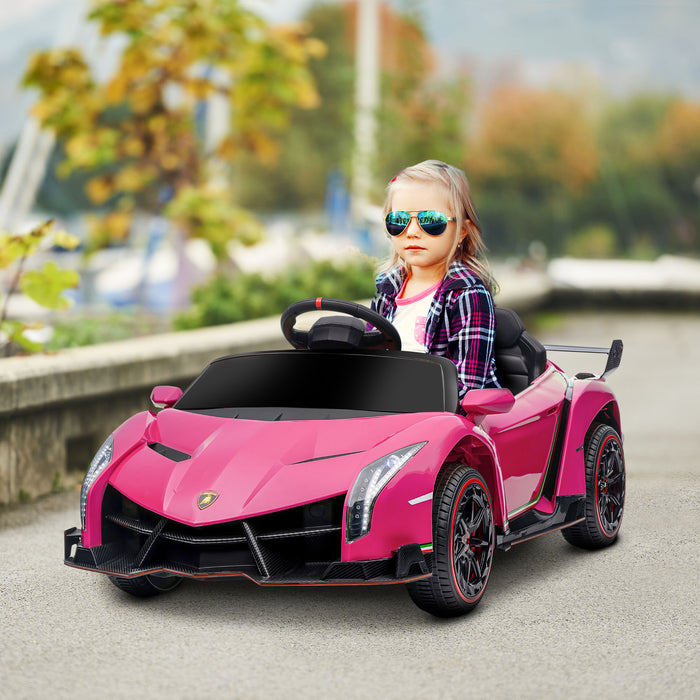 Lamborghini Veneno with Butterfly Doors - 12V Electric Kids Ride-On Car, Bluetooth & Portable Battery - Ideal for Young Drivers & Car Enthusiasts
