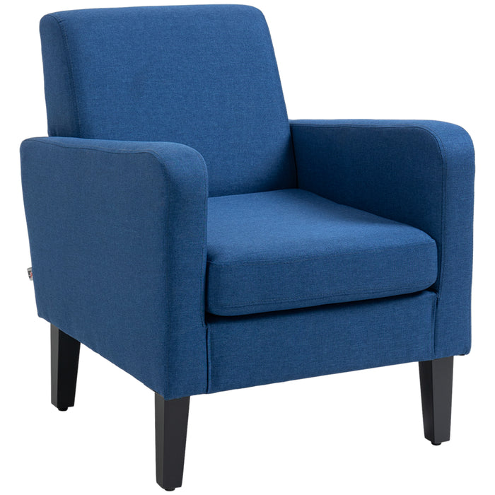 Contemporary Blue Accent Chair - Comfy Occasional Seating with Durable Rubber Wood Legs - Ideal for Living Room and Bedroom Relaxation