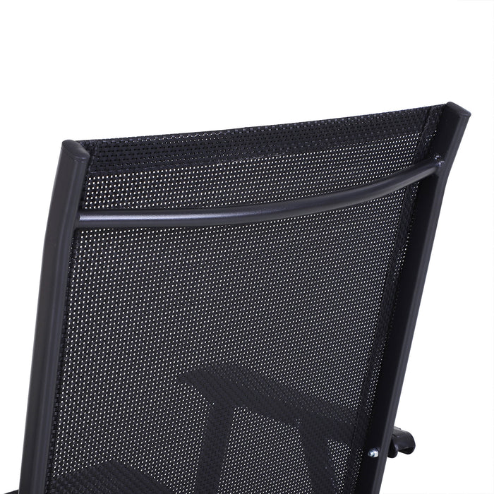 6-Piece Folding Garden Chairs - Metal Frame Outdoor Patio Seating with Breathable Mesh - Ideal for Dining & Parks in Black