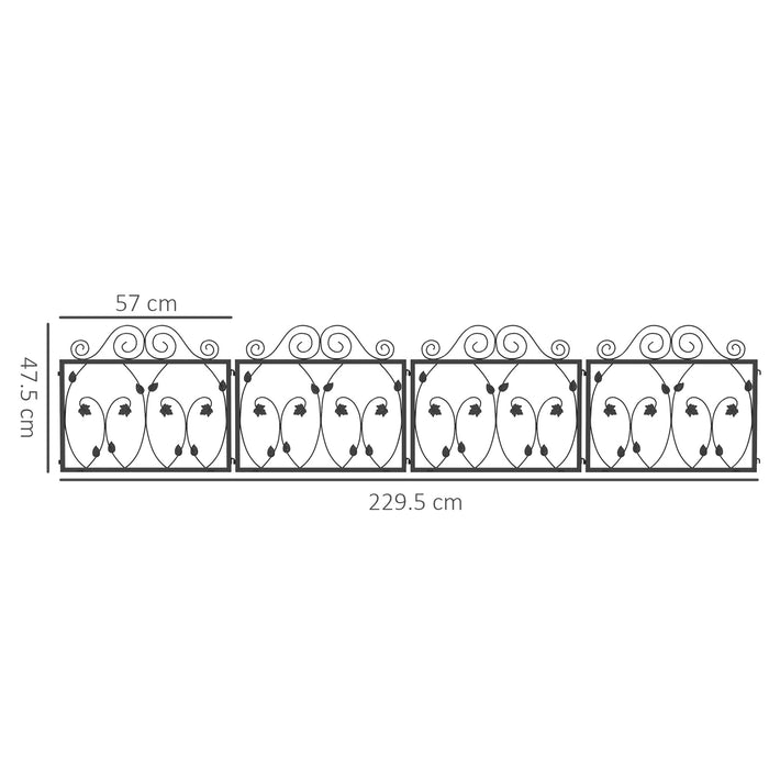 Metal Wire Garden Fencing 4-Pack - Scroll Design Flower Border Edging with Animal Barrier Features - Enhances Landscape and Protects Gardens