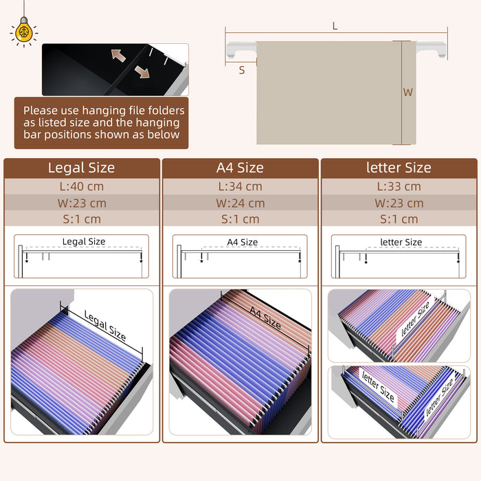 Mobile Steel Filing Cabinet with 2 Lockable Drawers - Adjustable Hanging Bars for Letter, A4, and Legal Files, Easy to Move with Wheels - Secure Office Document Organization