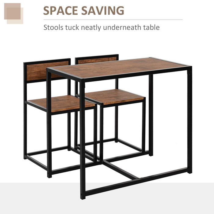 Industrial-Style 3-Piece Table & Stool Set - Sturdy Steel Frame with MDF Panels - Perfect for Living Room or Home Bar Spaces