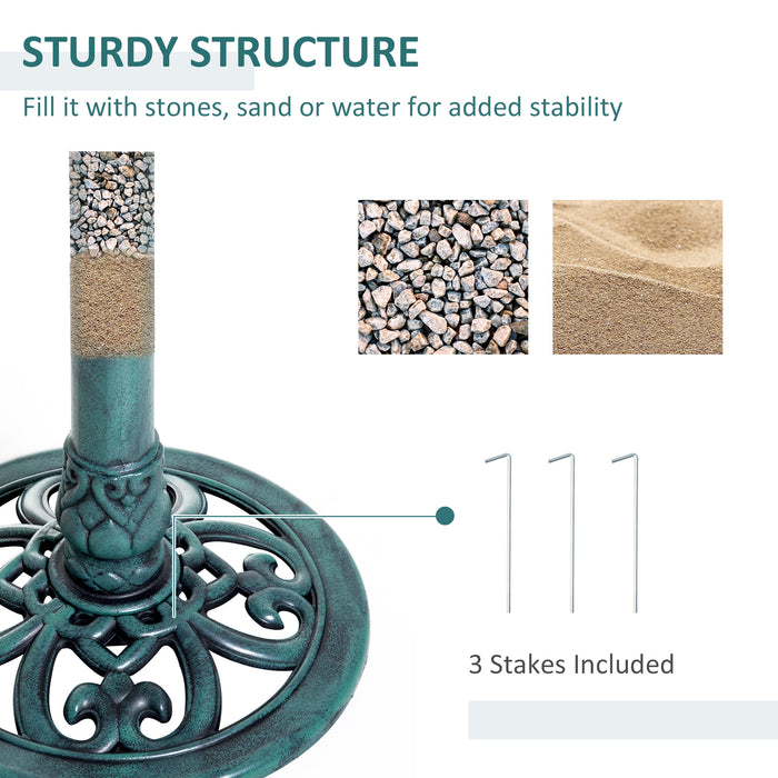 Scallop-Patterned Garden Bird Bath - Antique Green Decorative Outdoor Feeder Stand, 50cm - Attracts Wildlife & Enhances Garden Aesthetics