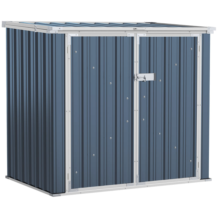 Steel Double Bin Storage Shed - 5ft x 3ft Garden Waste Organizer with Locking Doors, Openable Lid - Conceals Trash Cans, Secures Garbage