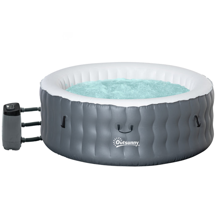 Luxury Inflatable Spa - Round Outdoor Hot Tub with Bubbles and Pump - Ideal Relaxation for 4 People, Includes Cover & Filter Cartridges