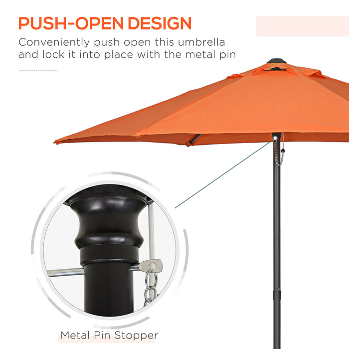 Outdoor Sun Shade Parasol - 2m Patio Umbrella with 6 Sturdy Ribs, Orange - Ideal for Balcony, Bench & Garden Comfort